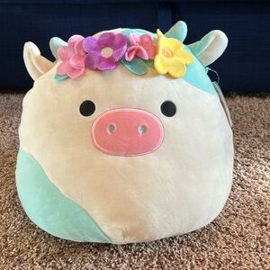 Squishmallows Belana the Cow with flower crown Large NWT